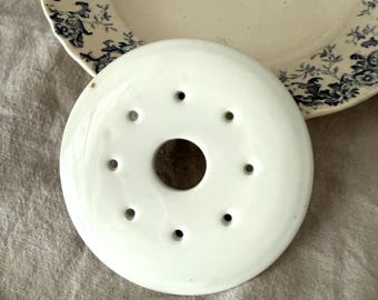 Vintage Ironstone Butter Dish Strainer 4.5" Diameter