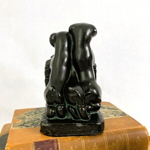Vintage 1920s 1930s Puppies Bookends a Pair | Antique Naturally Distressed Spelter Bookends | Three Orphan Puppies | Shelf Styling Decor image 6