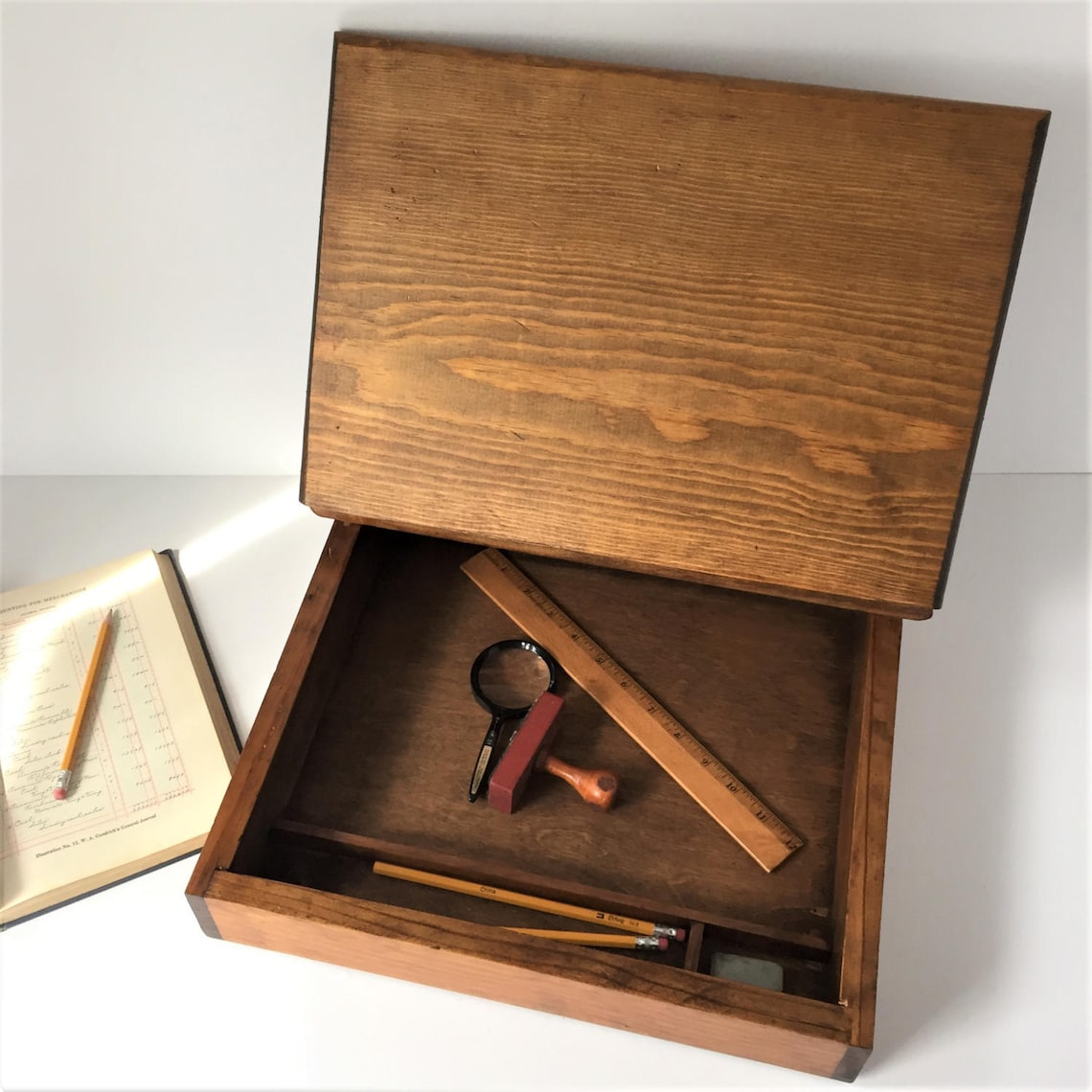 Vintage Lap Desk Wooden Writing Box Portable Writing Desk Etsy