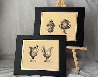 Set #3 Antique French Engravings from 1863 Design Reference Book Ornaments Vases & Decorations After the Masters CHOICE
