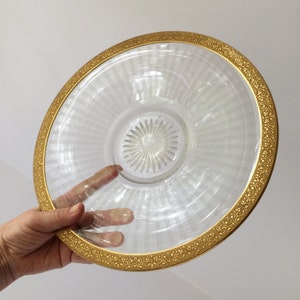 Vintage Mayonnaise Dish with Underplate, Etched Glass Gold Encrusted Mayonnaise Bowl and Sandwich Tray, Etched Glass Footed Bowl and Tray image 4