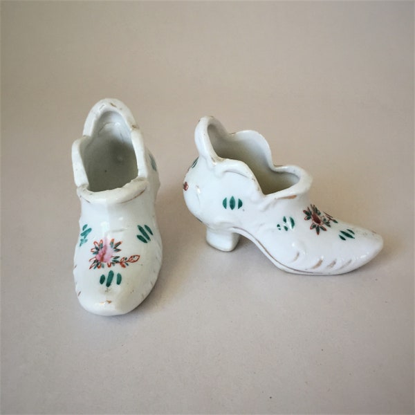 Vintage 18th-Century Style Miniature Porcelain Shoes | Antique Rococo Style Louis XVI Footwear | Fancy Shoe Figurines | Shoe Collector Gift