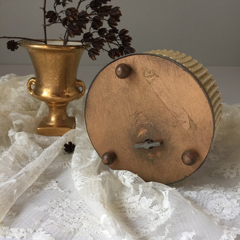 Vintage Musical Powder Puff Box With Pearl Embellishments Etsy