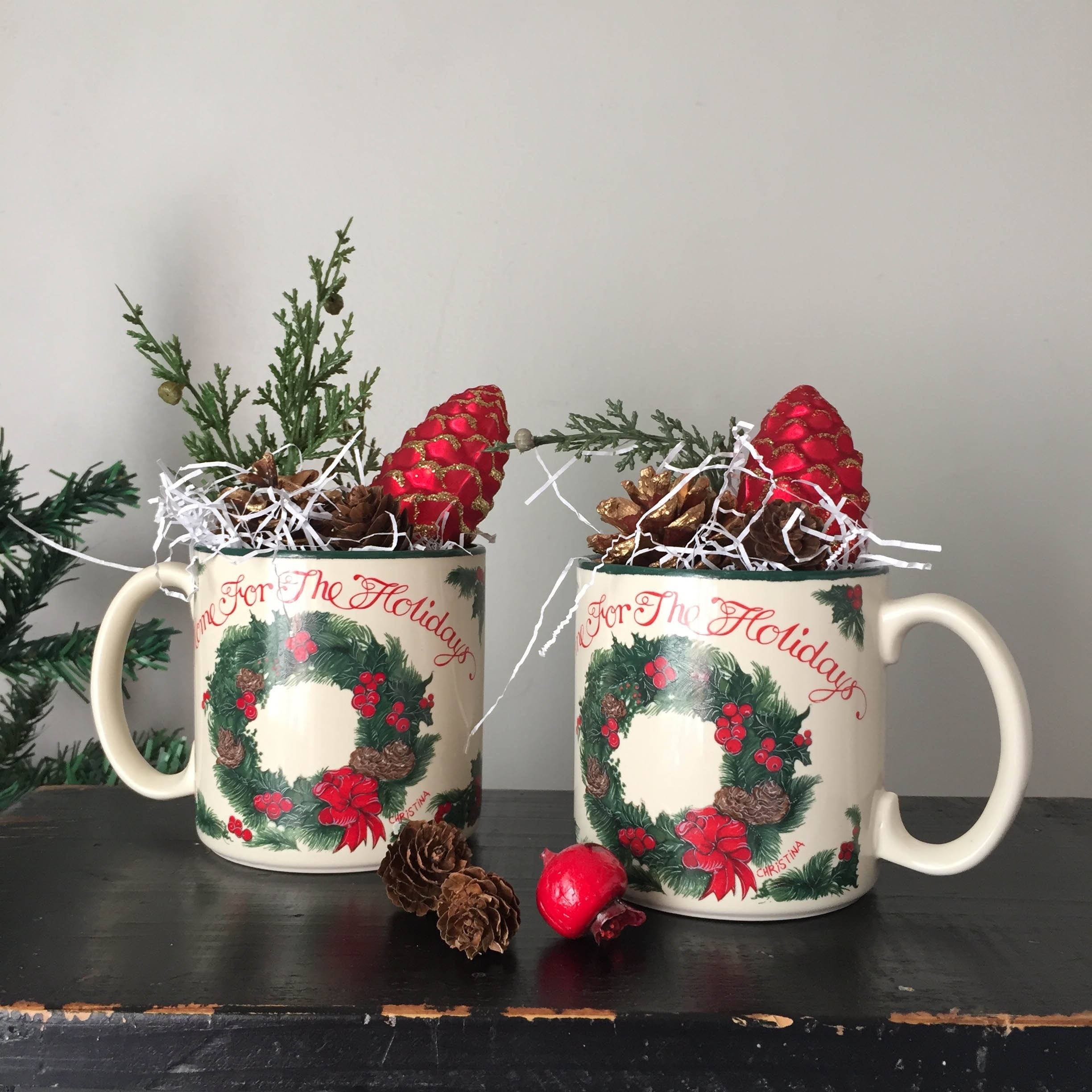 Tazas de Navidad decoradas vintage para dar regalos / Tazas - Etsy México Tazas de Navidad decoradas vintage para dar regalos / Tazas - Etsy México