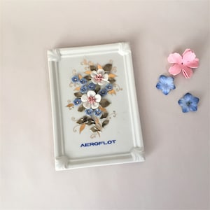 Vintage Aeroflot Airlines Souvenir | Porcelain Floral Plaque by Fenix Kislovodsk