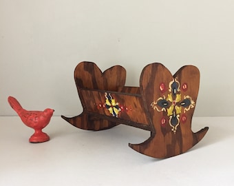Vintage Handcrafted Folk Art Doll Cradle | Hand Painted Doll Bed in the Style of Bavarian Bauernmalerei