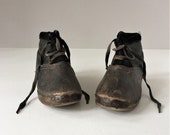 Antique Children's Shoes, Early 1900s Alpine Boots, Rare Handmade Booties, Vintage Leather Wood Shoes, Walser People Costume, Italian Alps