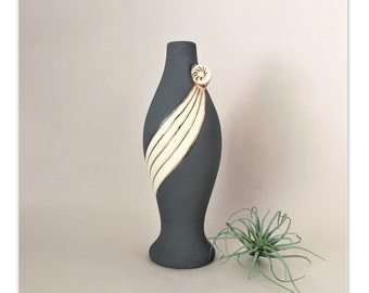 Vintage Ceramic Lamp Body | 1930s-40s Gray Cream Gold Vase, Salvaged (No Wiring)
