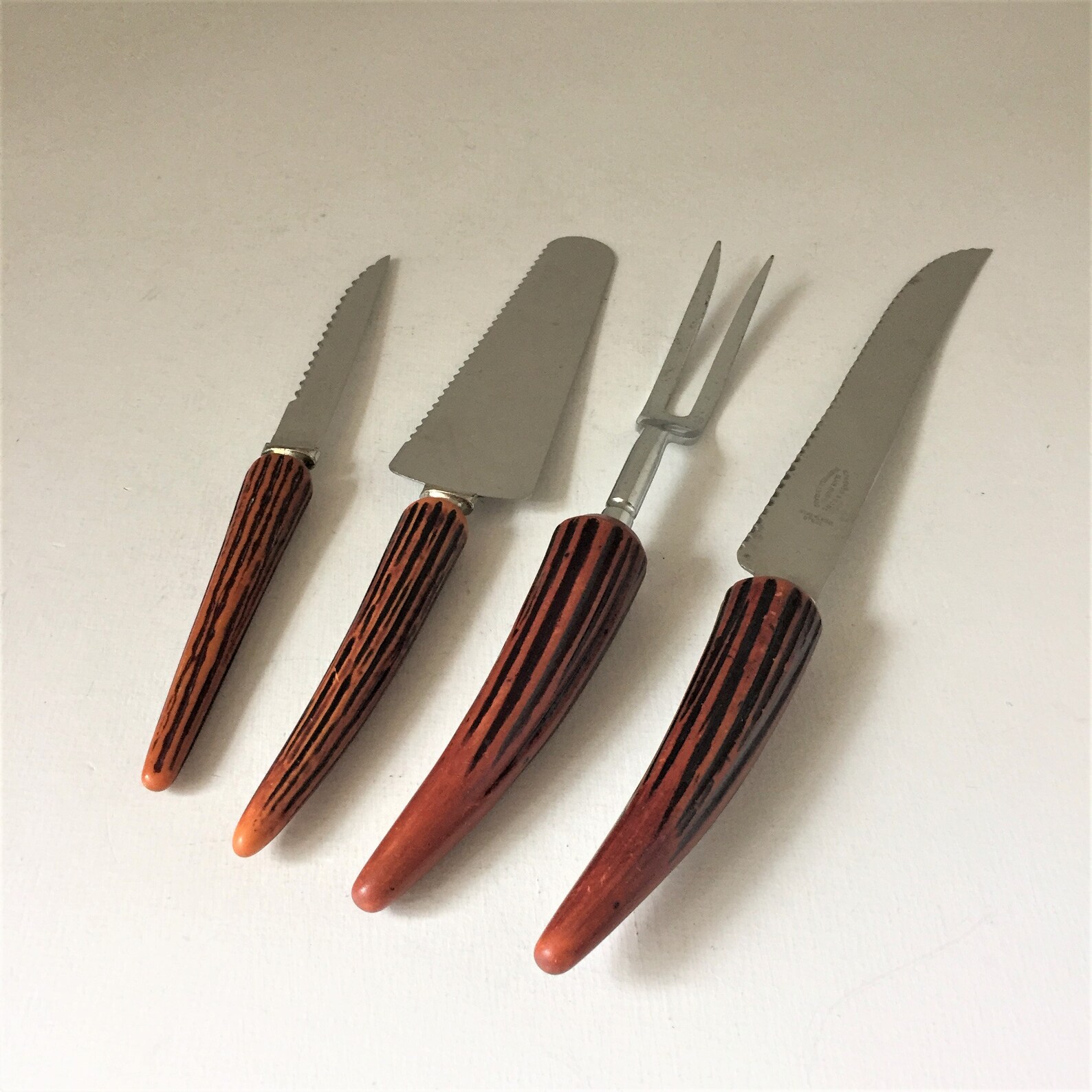 Vintage Mid Century Kitchen Utensil Gift Set With Faux Stag Horn ...