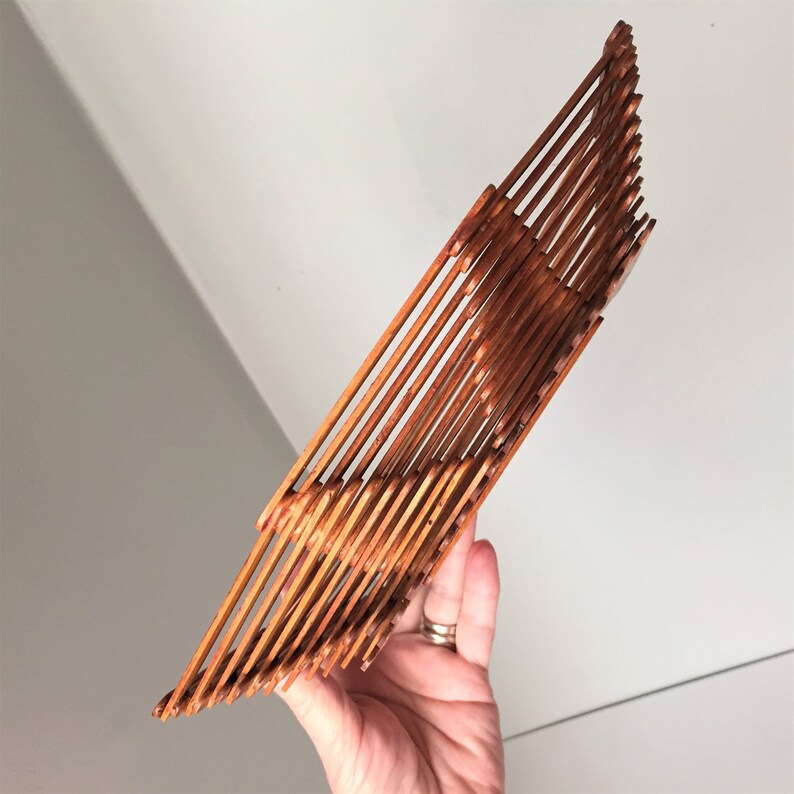 Vintage Folk Art Popsicle Stick Bowl with Hand Painted Etsy