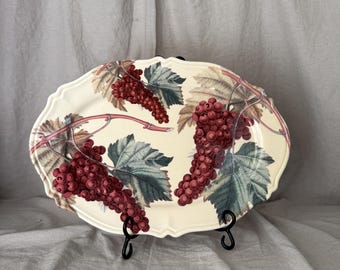 Vintage Platter in Vintage Grapes Pattern by Certified International Corporation Made in Italy 17.5"