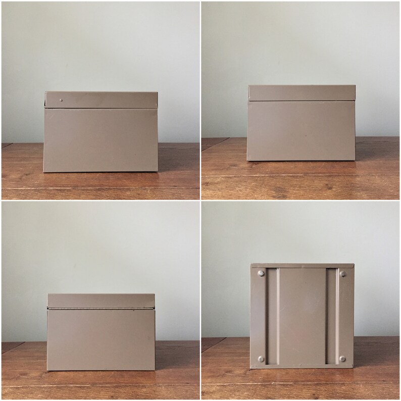 Large metal index card file box etsy