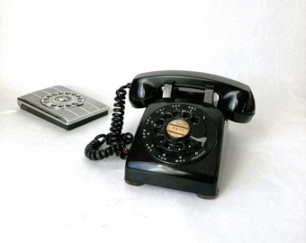 Vintage 1953 Western Electric Rotary Dial Black Telephone for Office Decor | Desk Telephone