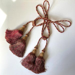 Vintage Pair Large Chunky Passementerie Drapery Tiebacks with Long Tassels 28&quot; Long Overall | Curtain Accessories