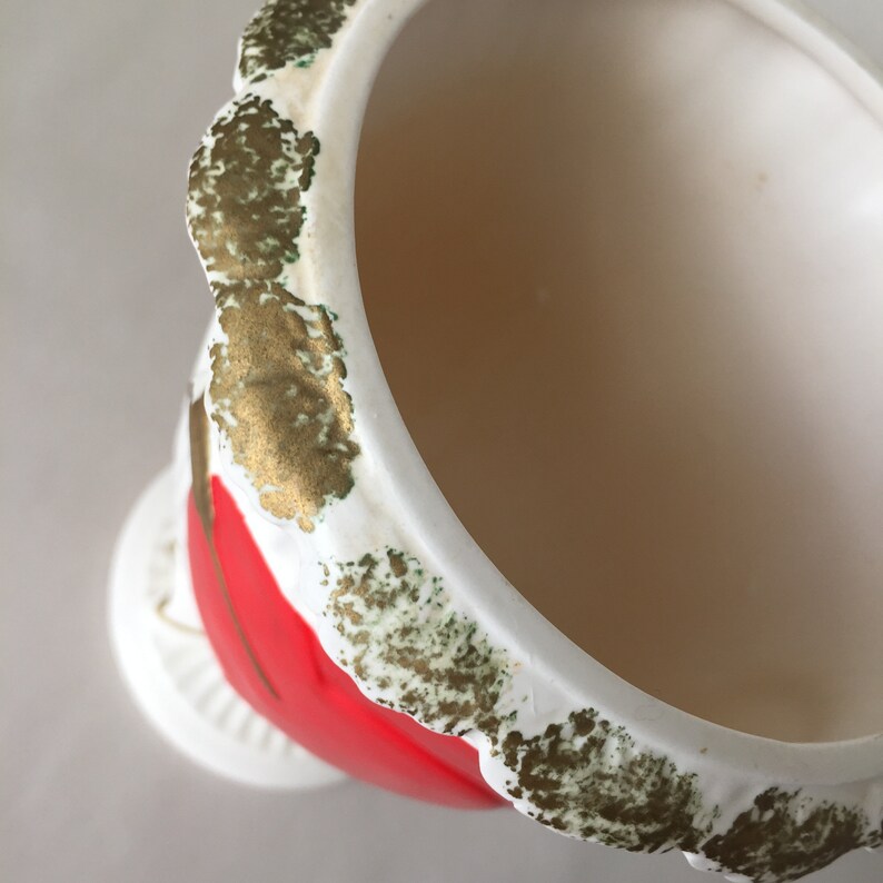 Relpo White Planter with Red Hearts and Gold Arrow Vintage Ceramic Valentine/'s Vase Superb Condition