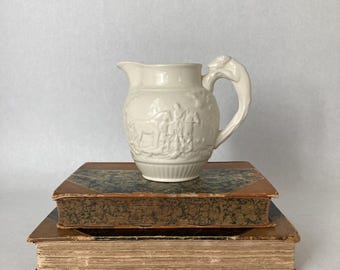 Vintage Wedgwood of Etruria & Barlaston Creamer Devonshire Pattern with Dog Handle 4.5" | English Hunt Scene | Hunter Gift
