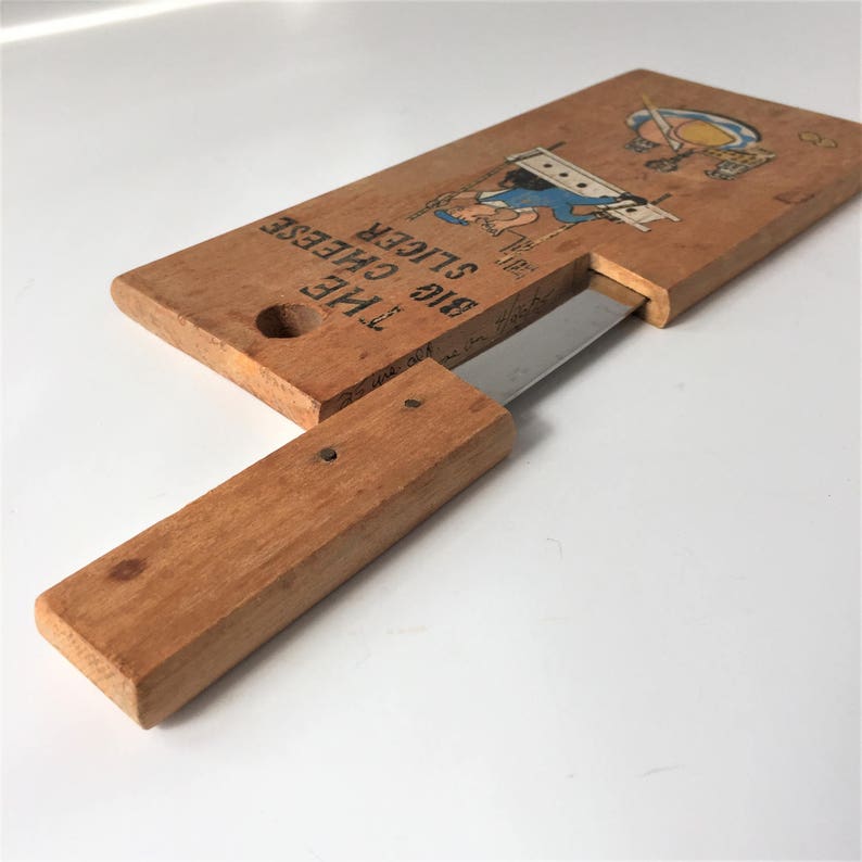 Vintage Cheese Board With Built In Knife or Slicer