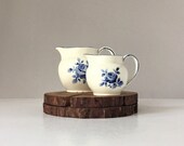 Two Vintage Creamers, Blue and White Porcelain, French Country Kitchen, Farmhouse Style, Czech Cream Pitchers, Blue and White Decor