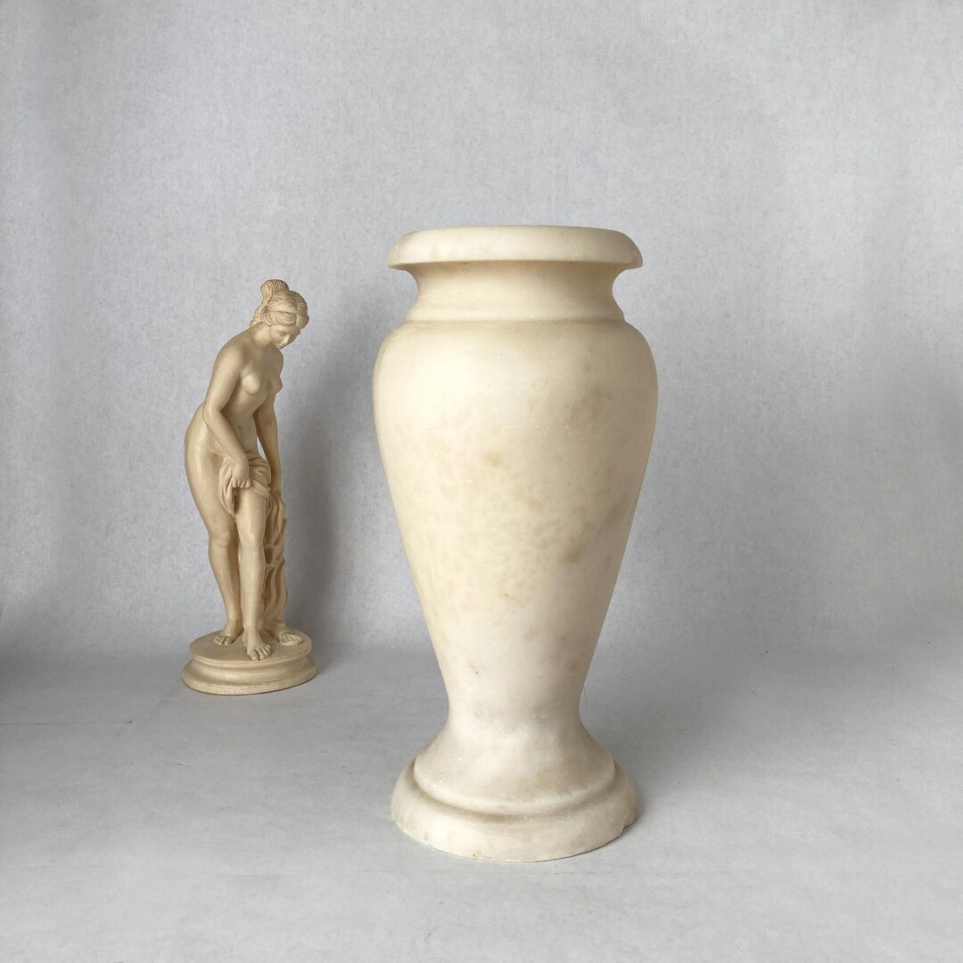 Vintage Solid Alabaster Urn-shaped Pedestal 12