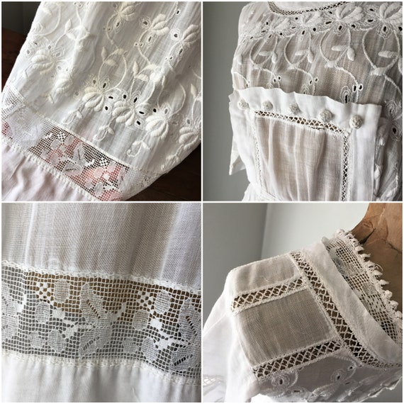 Edwardian Lingerie Dress With Eyelet Embroidery S… - image 9