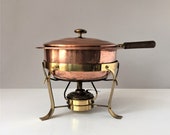 Chafing Dish, Food Warmer, Buffet Dining, Warming Dish, Copper and Brass, Vintage Cookware, Royal Holland Copper, Mid Century Entertaining