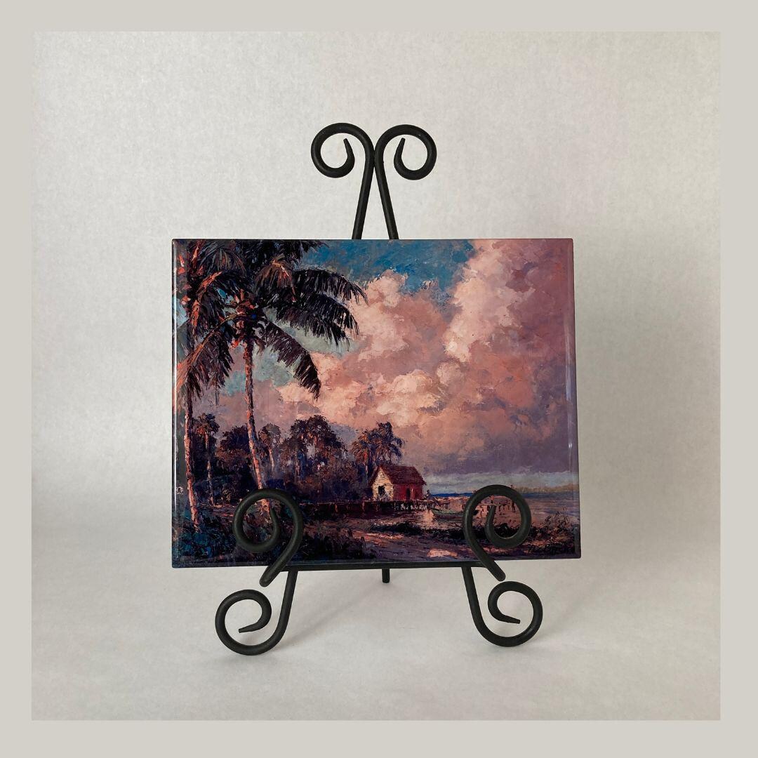 Vintage Ceramic Tile After an Oil Landscape Painting by Florida Artist ...