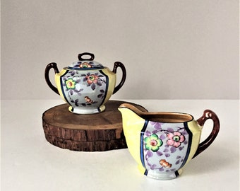 Lusterware Creamer and Sugar, Vintage Floral Lustreware, Japanese Porcelain. Tashiro Shoten Japan, Tea Cart Decor, Gifts for Her