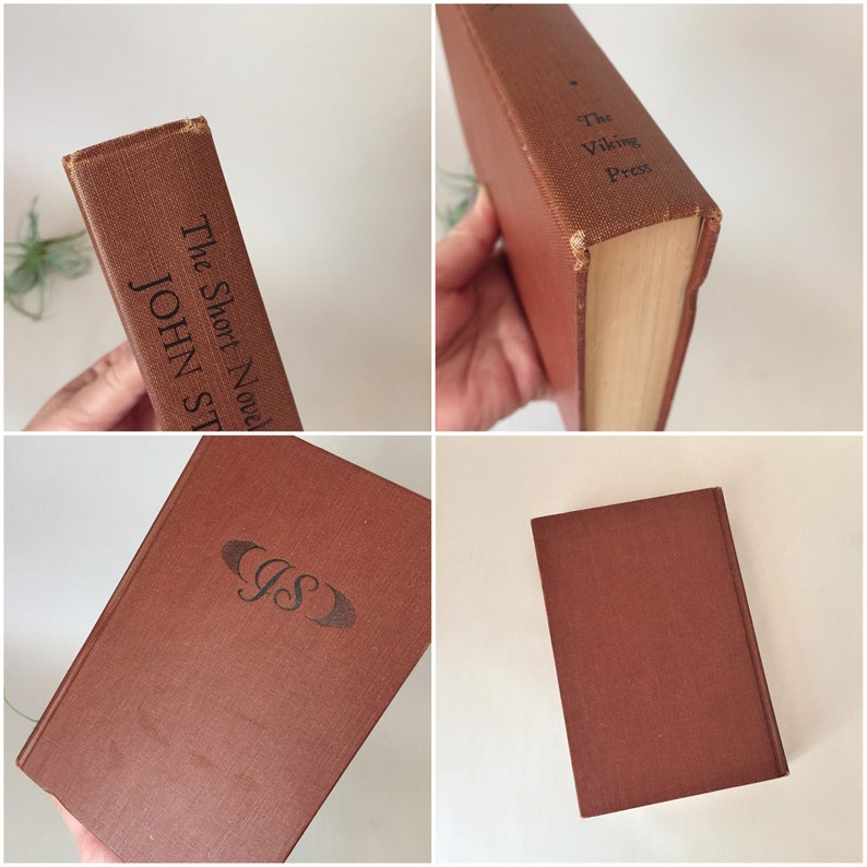 May include: A brown hardcover book with the title "The Short Novel" by John Steinbeck. The book is published by The Viking Press.