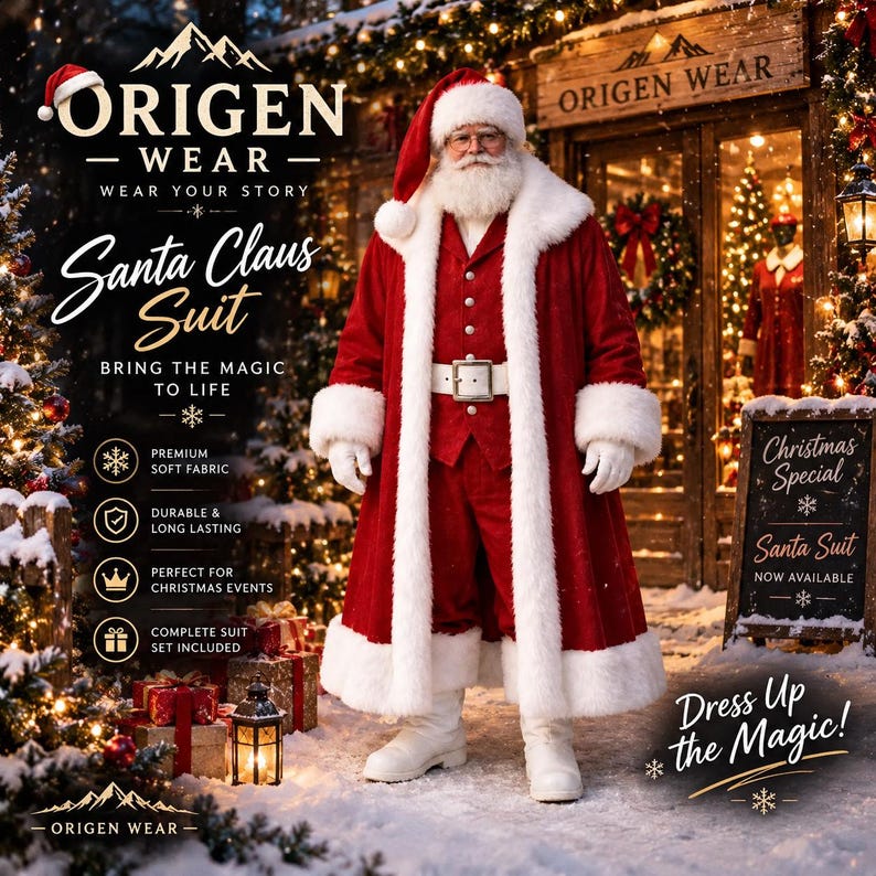 Halco Santa Suits Professional Red Velvet Santa Suit | Faux Fur Trim, Christmas Performer ...