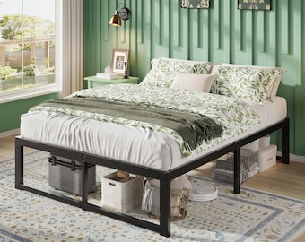 Heavy Duty Metal Bed Frame, 14 Inch Platform Bed, Reinforced Legs, 4000 Lbs Capacity, Twin Full Queen King, No Box Spring