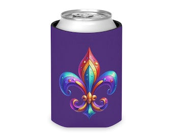 Färgglad Fleur-de-Lis burkkylare | Mardi Gras Party Drinkhållare