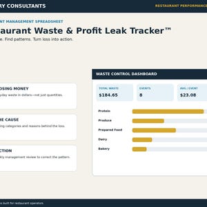 Spårning av restaurangavfall | Kostnads- och vinstläckage för mat i Excel (digital nedladdning)
