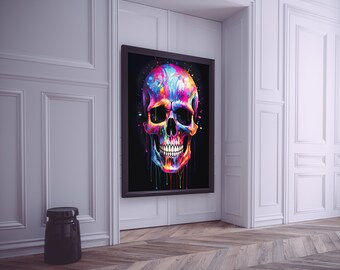 Vibrant Melting Skull Art Print #10 | Psychedelic Skull Wall Art | Digital Download, Colorful Modern Decor, Printable Abstract Art