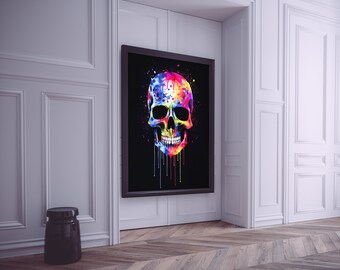 Vibrant Melting Skull Art Print #6 | Psychedelic Skull Wall Art | Digital Download, Colorful Modern Decor, Printable Abstract Art