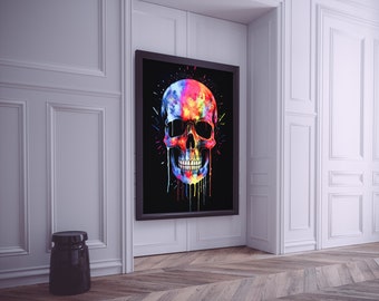 Vibrant Melting Skull Art Print #7 | Psychedelic Skull Wall Art | Digital Download, Colorful Modern Decor, Printable Abstract Art