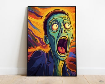 Expressionist Horror Art Print | Modern Take on 'The Scream' | Vibrant Wall Art, Digital Download, Eclectic Home Decor