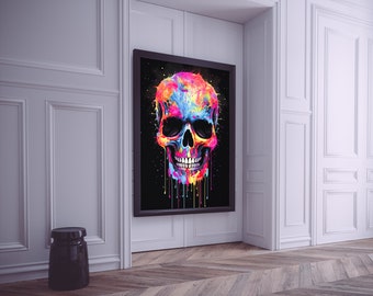 Vibrant Melting Skull Art Print #4 | Psychedelic Skull Wall Art | Digital Download, Colorful Modern Decor, Printable Abstract Art