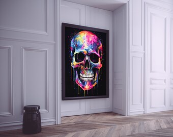 Vibrant Melting Skull Art Print #9 | Psychedelic Skull Wall Art | Digital Download, Colorful Modern Decor, Printable Abstract Art