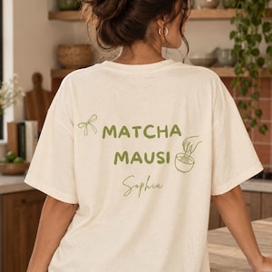Gepersonaliseerd Matcha-shirt | Matcha Mausi T-shirt met naam | Cadeau voor Matcha-liefhebber | Matcha-liefhebber