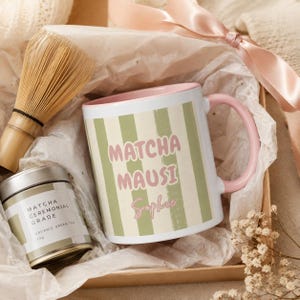 Matcha Tasse personalisiert mit Name | Matcha Mausi | Geschenk für Matcha Lover | Rosa Grüne Tasse