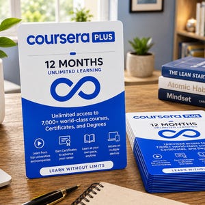 Suscripción a Coursera Plus por 1 año / 1 dispositivo / Cursos en línea y certificados profesionales / Acceso desde PC con Windows / Entrega digital