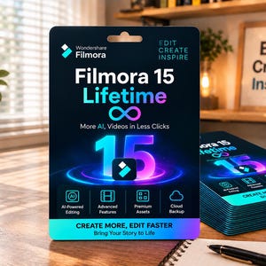 Filmora 15 (lebenslange Lizenz) | Wondershare Filmora 15 Video Editor | KI-gestützte Videobearbeitungswerkzeuge & erweiterte Funktionen | Schnelle digitale Lieferung