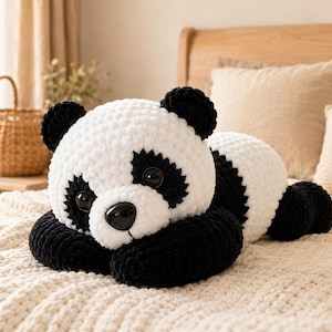 Crochet Panda PDF, Sleepy Chenille Amigurumi Pattern, 18-Page Beginner Tutorial