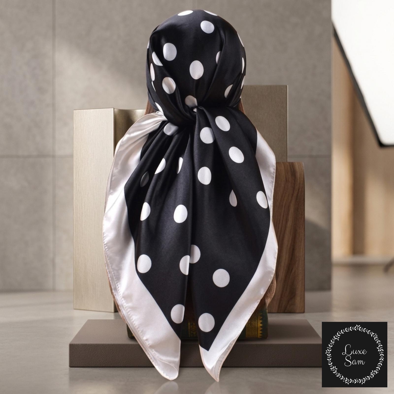 Silk Scarf 90x90 Polka Dot - Etsy