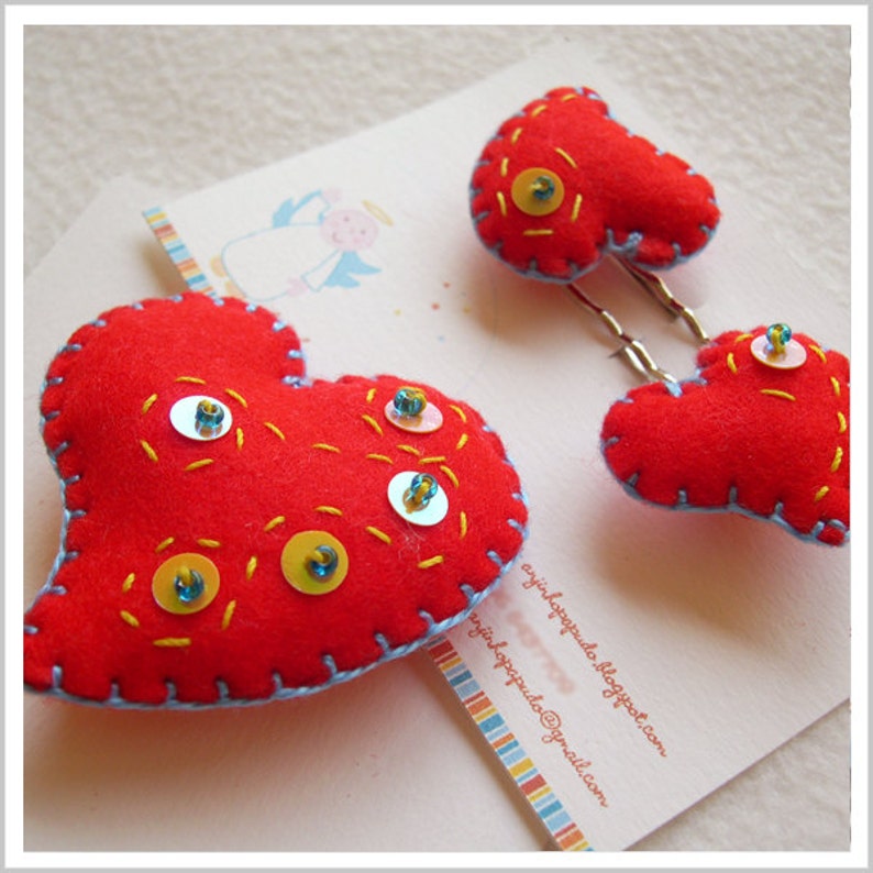 One Valentine Red Heart Bobby Pin For her image 3