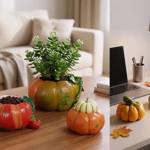 Handbemalter Kürbis-Pflanztopf, Herbstlicher Sukkulententopf, Schmuckschale, Herbstdeko
