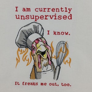 Fun useful gift for the chicken kitchen collector, Tea/flour sack towel, funny chicken, farmhouse country kitchen accessory, Christmas gift