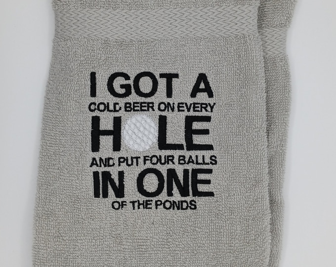 Golf towel for funny hole in one, personalized golf gift for father, brother, friend, golf partner, birthday, mother, sister, outdoor game,