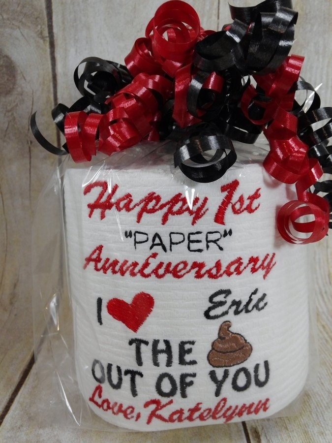 Personalized - Embroidered 1st Anniversary Toilet paper - Custom - First  Anniversary - Funny Gift - Husband - Wife - Anniversary Gag Gift