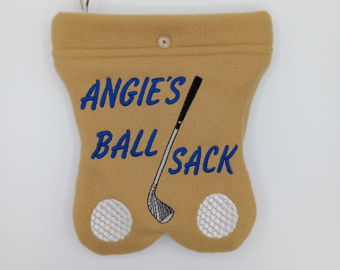 Golf gift for men - Ball sack -Golf ball and tee holder - Golf gift for men, women - Adult humor - Personalized useful ball bag - funny